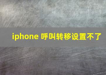 iphone 呼叫转移设置不了